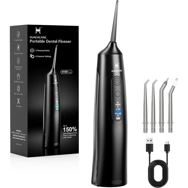 HUACO CARE Cordless Water Flosser 220 ml – Black