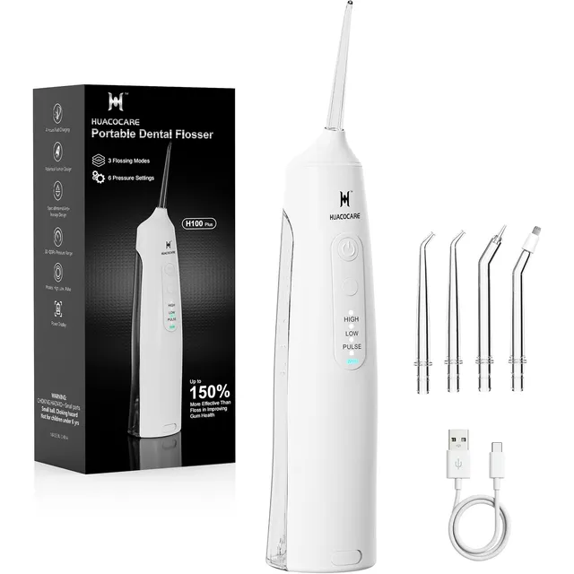 HUACO CARE Cordless Water Flosser 220 ml – White