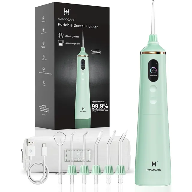 HUACO CARE Water Flosser with UV Sterilizer & Display – Green