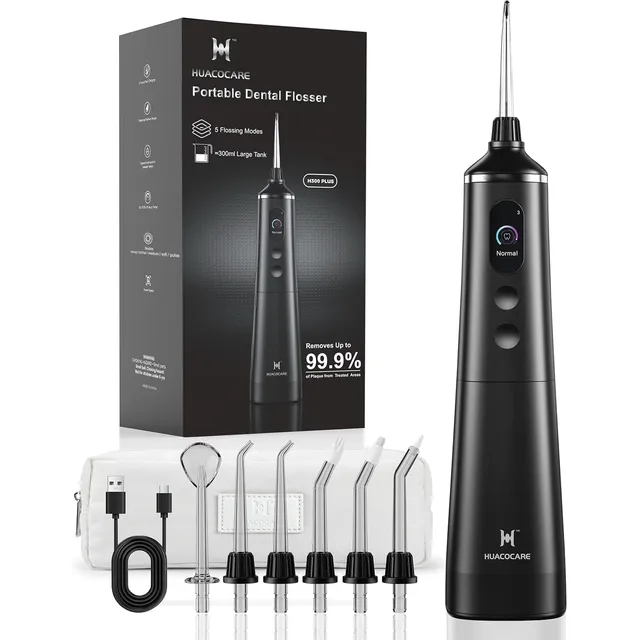 HUACO CARE Water Flosser with UV Sterilizer & Display – Black